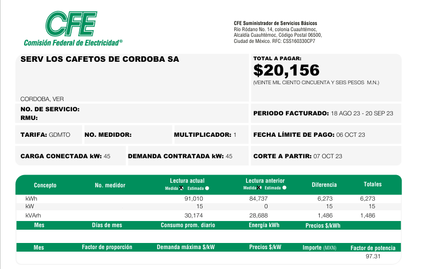 Recibo Caro CFE
