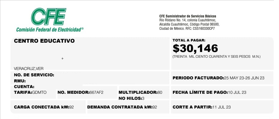 Recibo Caro CFE