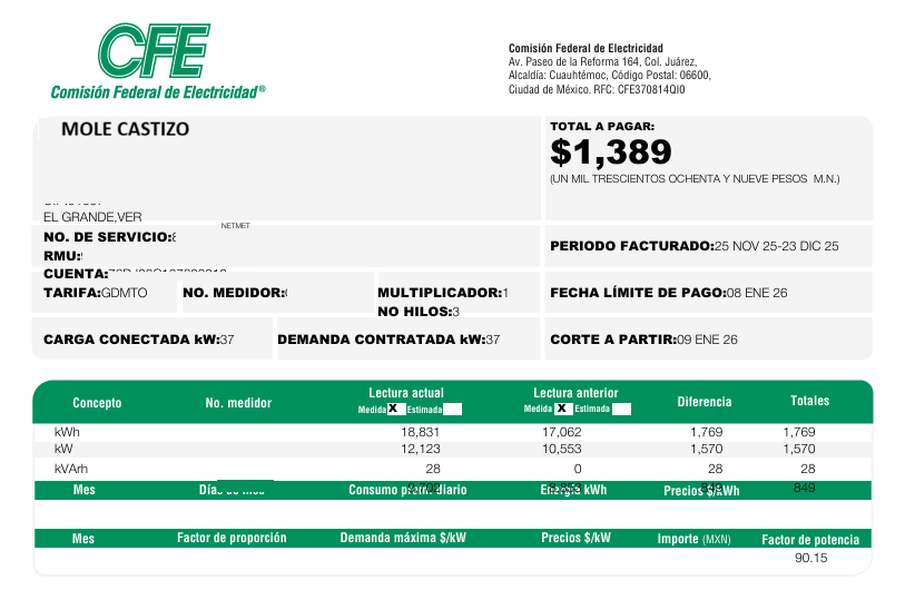 Recibo Barato CFE